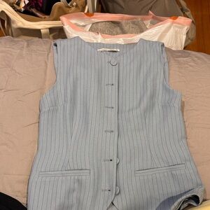 Abercrombie and Fitch Light Blue Pinstripe Button Front Vest